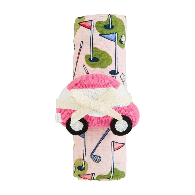Swaddle Blanket And Rattle Set