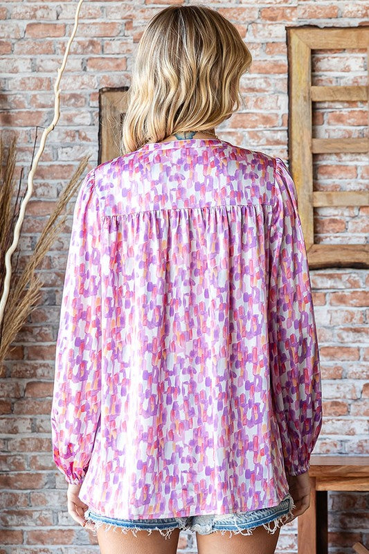 Cleo Abstract Print Blouse - Curvy *FINAL SALE*