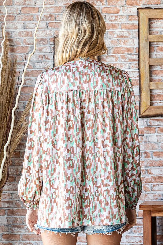 Cleo Abstract Print Blouse - Curvy *FINAL SALE*