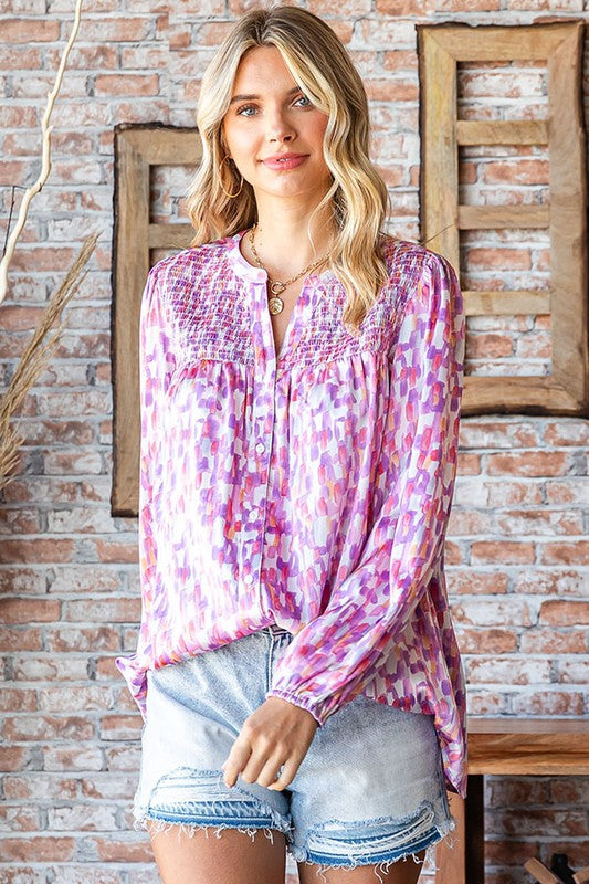 Cleo Abstract Print Blouse - Curvy *FINAL SALE*