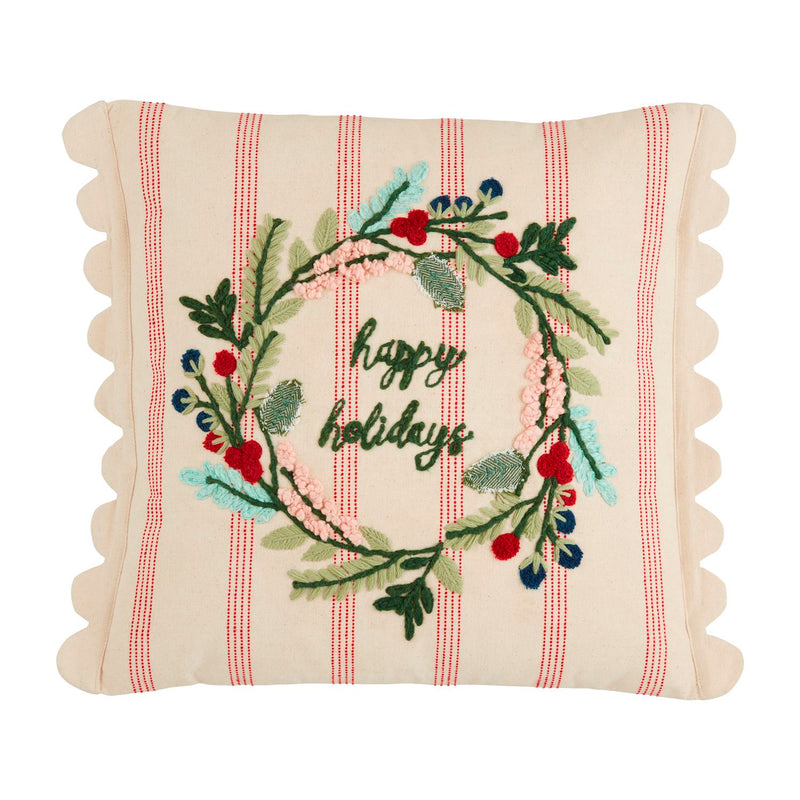 Embroidered Striped Pillow