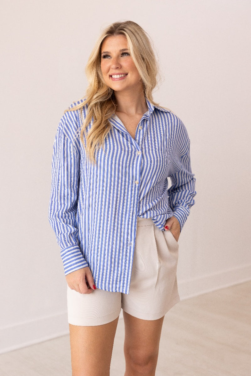 Kathryn Stripe Button Up Top