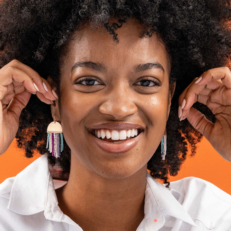 Claudia Multi-Stripe Fringe Earrings