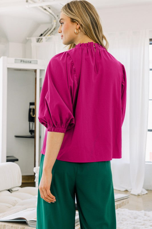 Evangeline Ruffle Neck Top - Curvy *FINAL SALE*