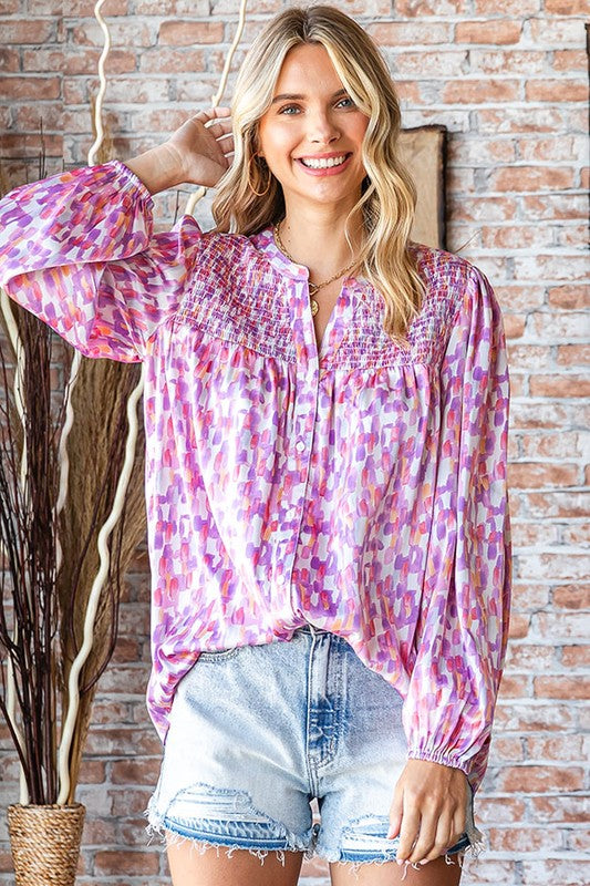 Cleo Abstract Print Blouse - Curvy *FINAL SALE*