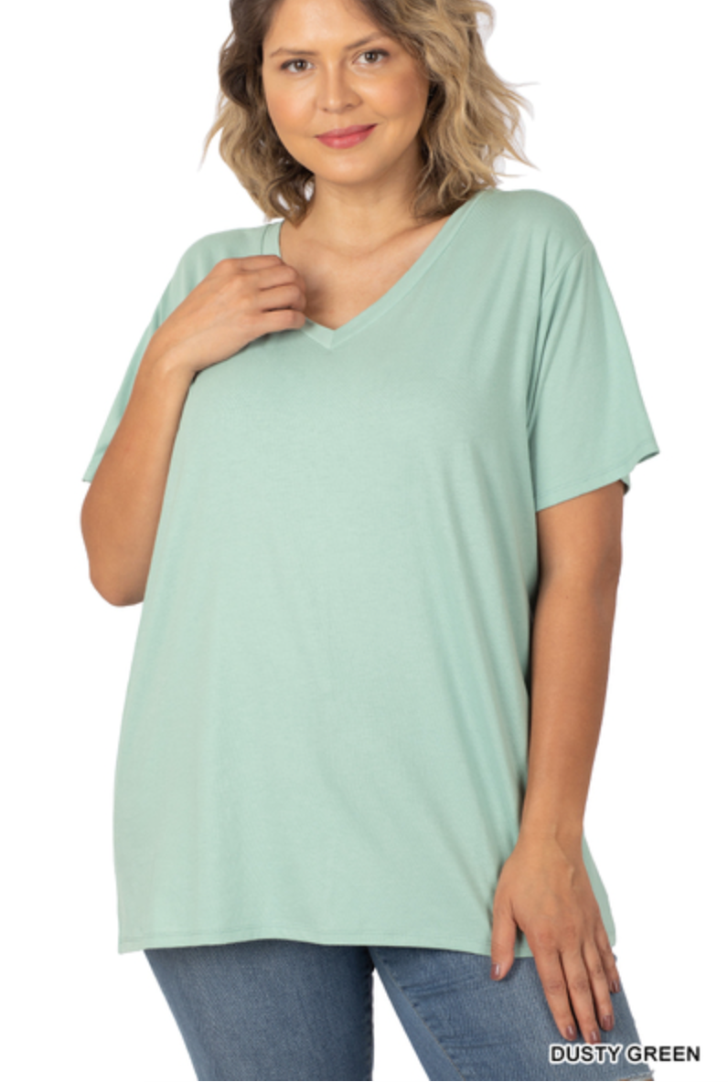 Emily V-Neck Tee - Curvy