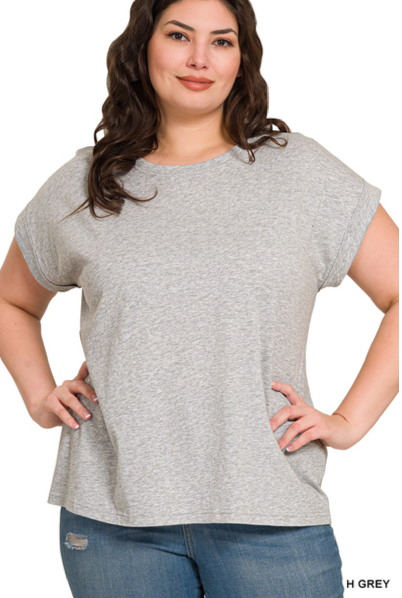 Melissa Folded Sleeve Tee - Curvy