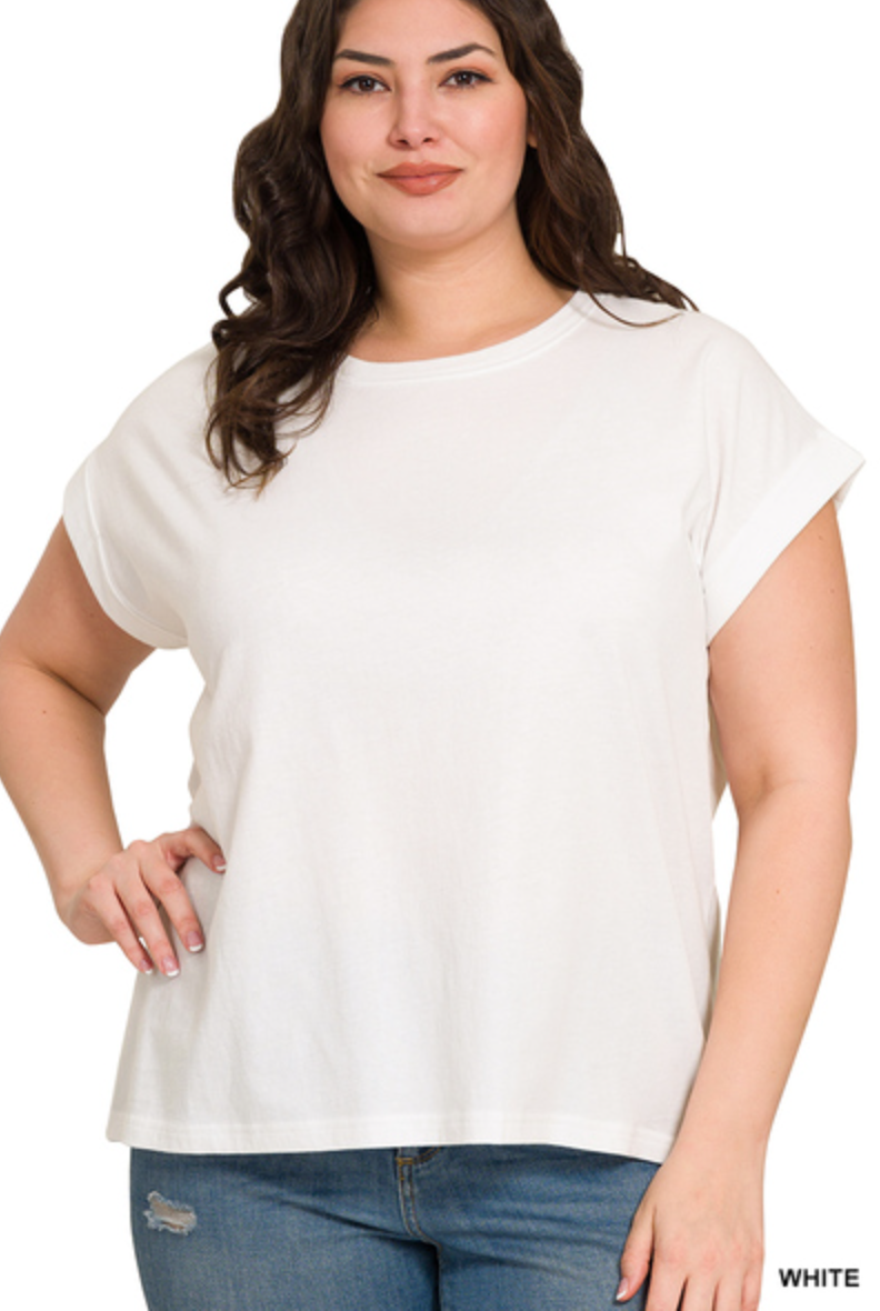 Melissa Folded Sleeve Tee - Curvy