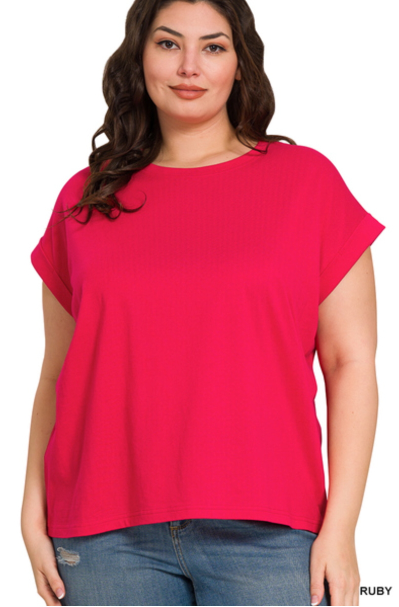 Melissa Folded Sleeve Tee - Curvy