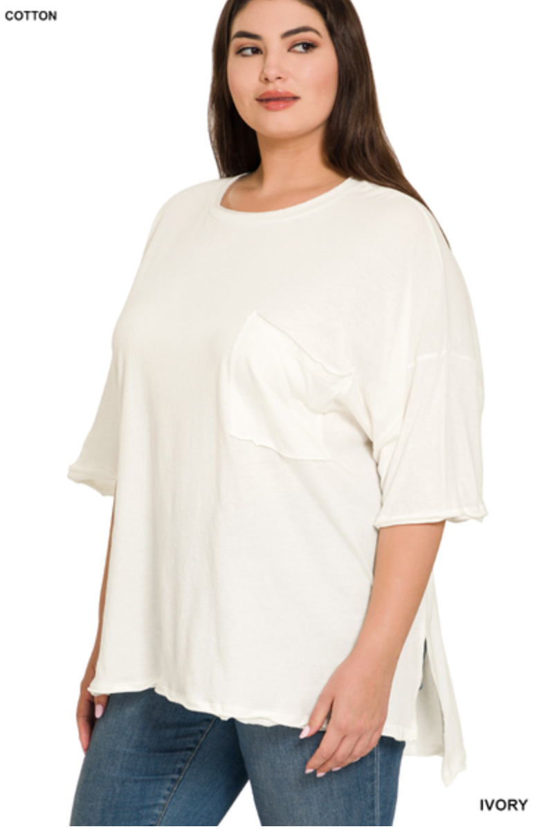 Janessa Oversized Raw Edge Tee - Curvy
