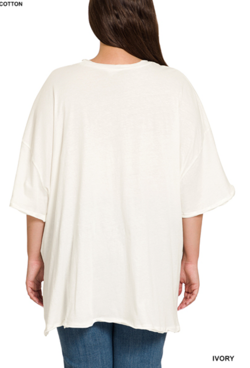 Janessa Oversized Raw Edge Tee - Curvy
