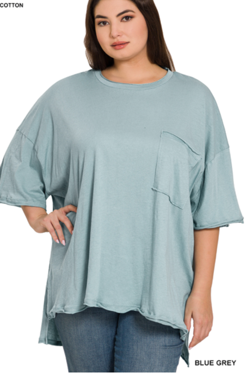Janessa Oversized Raw Edge Tee - Curvy