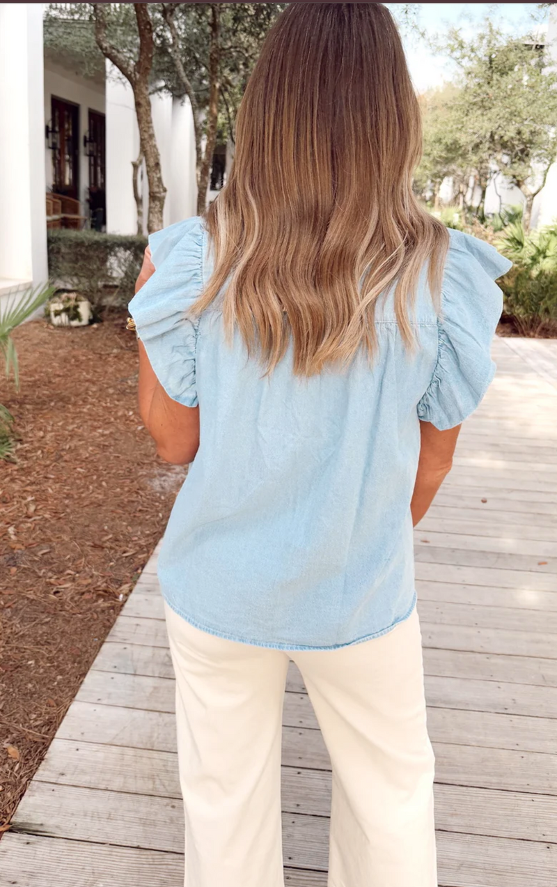 Dakota Denim Ruffle Top