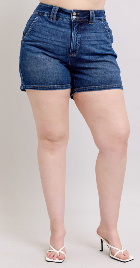 Piper High Waist Button Waistband Shorts - Curvy *FINAL SALE*