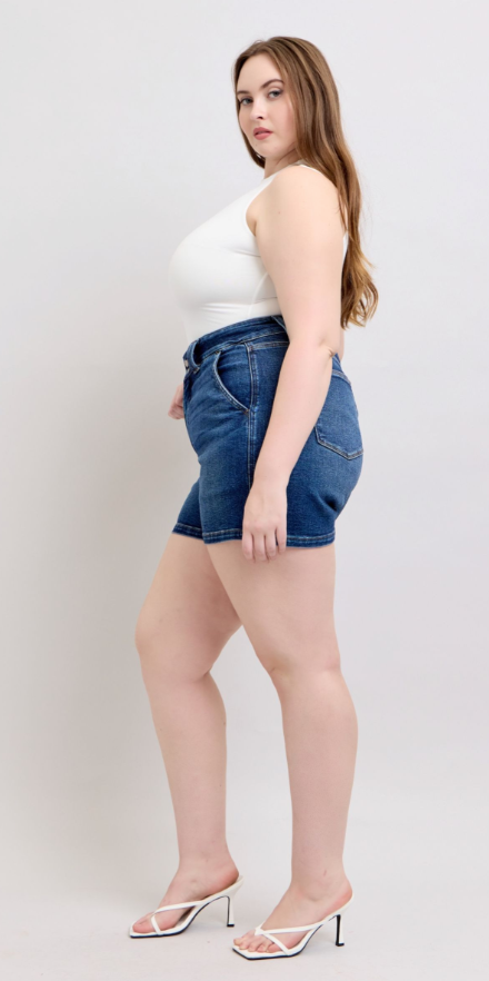Piper High Waist Button Waistband Shorts - Curvy *FINAL SALE*