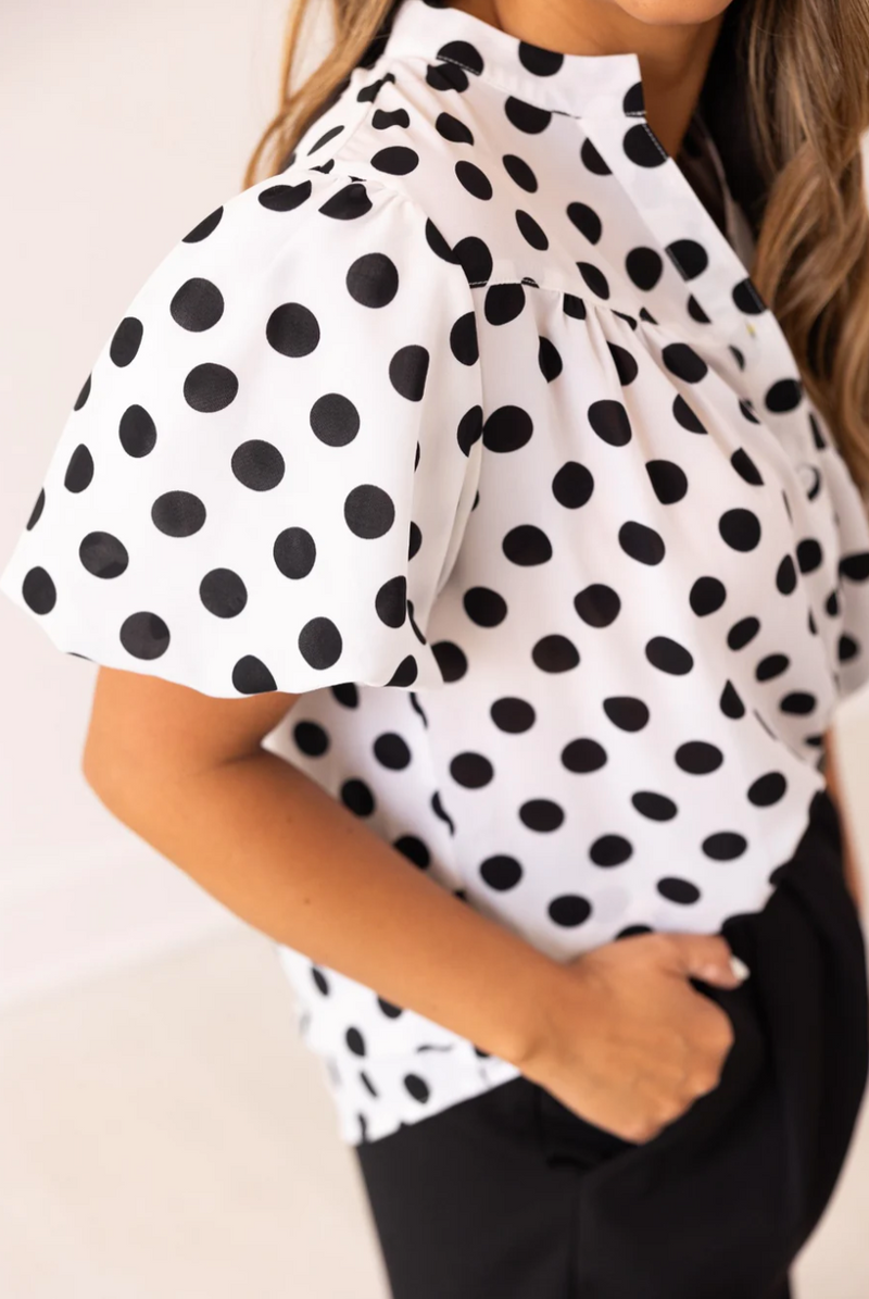 Jessica Polka Dot Puff Sleeve Top