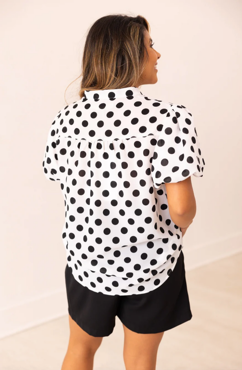 Jessica Polka Dot Puff Sleeve Top
