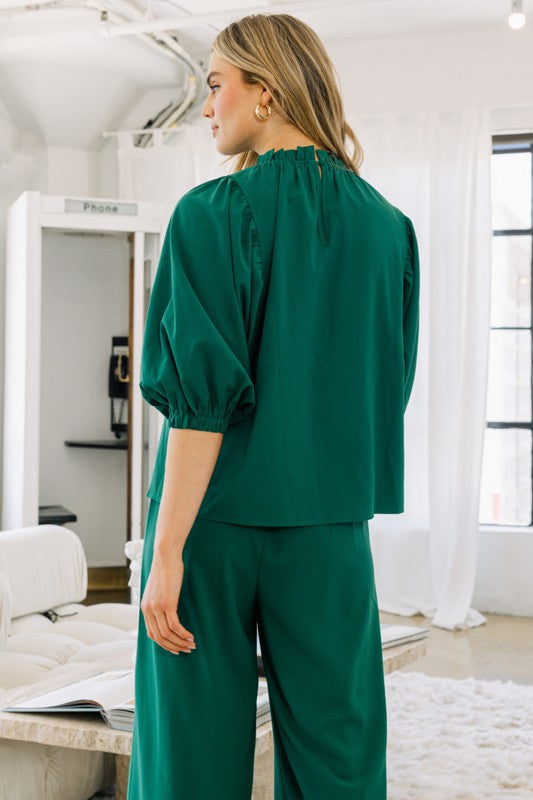 Evangeline Ruffle Neck Top - Curvy *FINAL SALE*