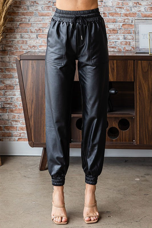 Joan Faux Leather Jogger - Curvy *FINAL SALE*