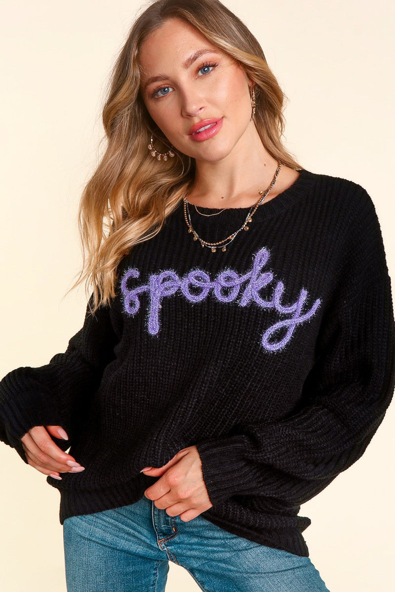 Spooky Glitter Yarn Sweater - Curvy