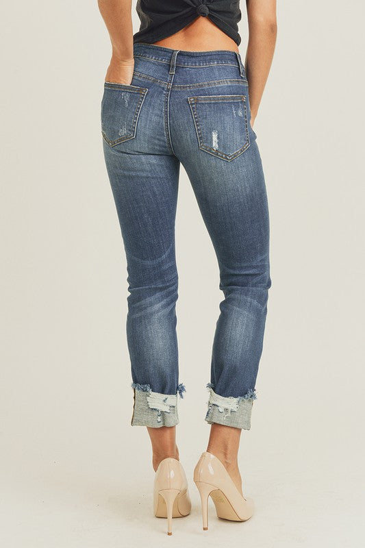 Sydney Frayed Cuff Ankle Jean - Curvy *FINAL SALE*