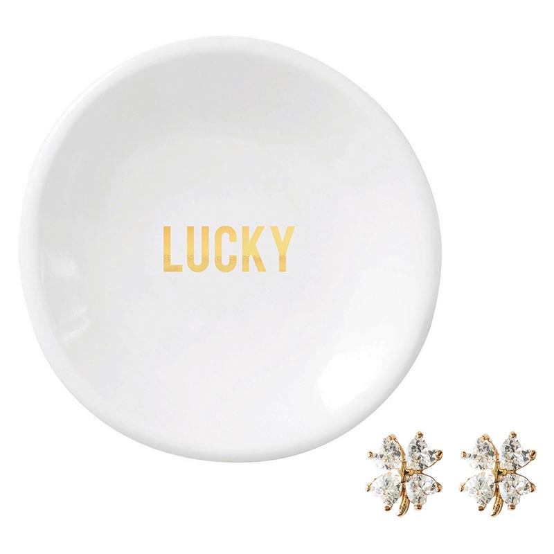 Ceramic Ring Dish & Earrings