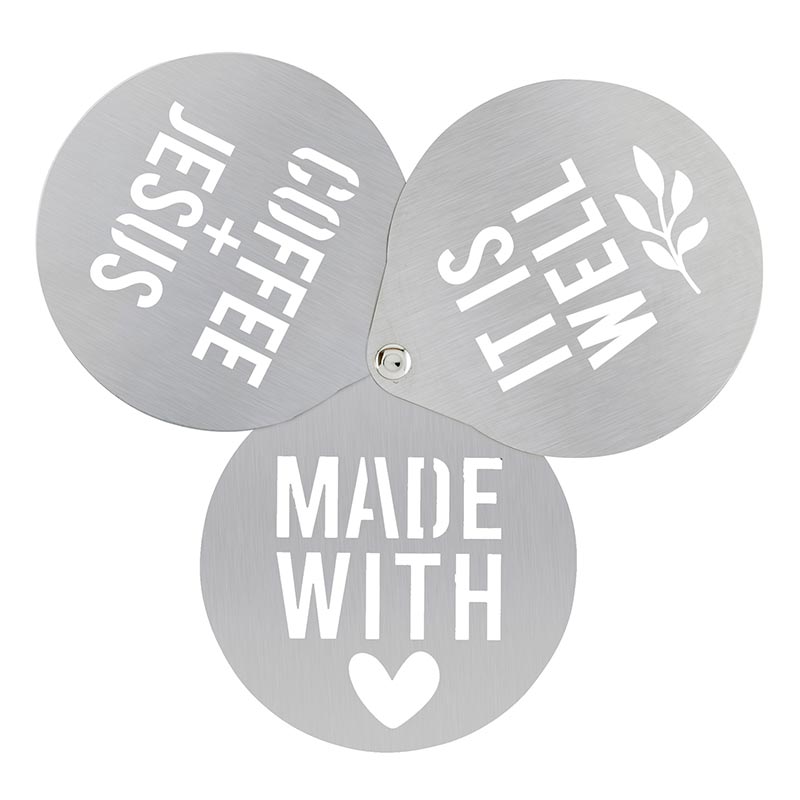 Made With Love Coffee Art Stencil & Shaker