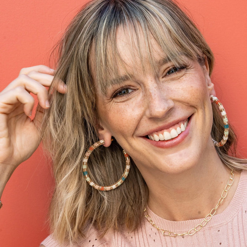 Raquel Striped Hoop Earrings