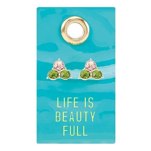 Leather Tag Gemstone Earrings-Creative Brands-Sandy&
