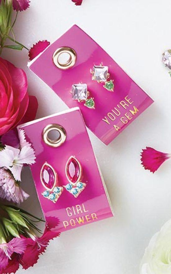 Leather Tag Gemstone Earrings-Creative Brands-Sandy&