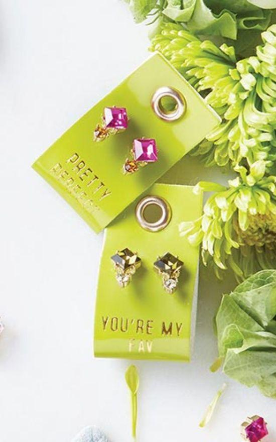 Leather Tag Gemstone Earrings-Creative Brands-Sandy&
