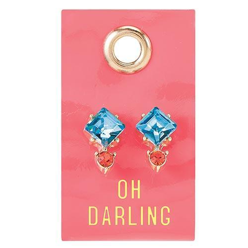 Leather Tag Gemstone Earrings-Creative Brands-Sandy&