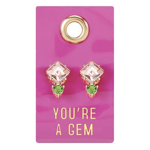 Leather Tag Gemstone Earrings-Creative Brands-Sandy&