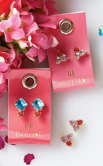 Leather Tag Gemstone Earrings-Creative Brands-Sandy's Secret Wednesdays Unique Boutique