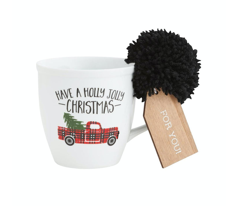 Porcelain Holiday Mug with Pom-Collins Painting & Design-Sandy&