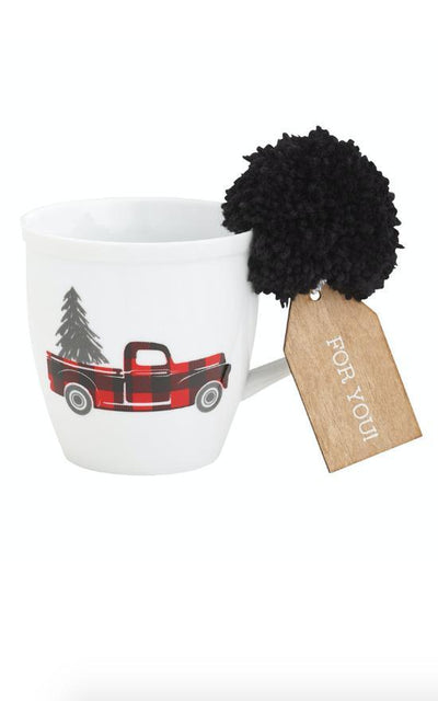 *Porcelain Holiday Mug with Pom-Collins Painting & Design-Sandy's Secret Wednesdays Unique Boutique