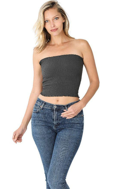 Zenana Smocked Tube Top-Zenana-Sandy's Secret Wednesdays Unique Boutique