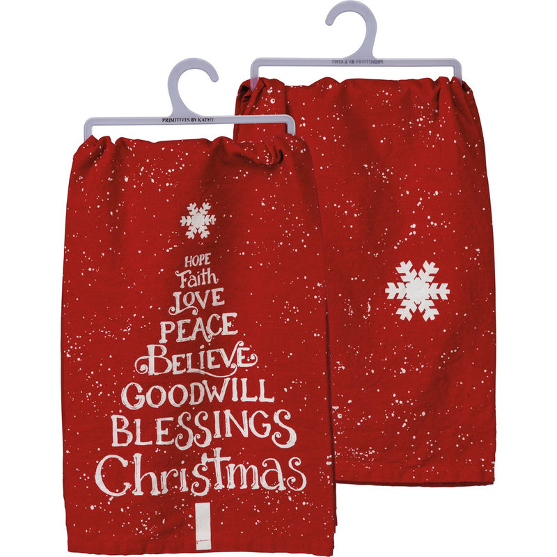 Love Peace Blessings Christmas Dish Towel