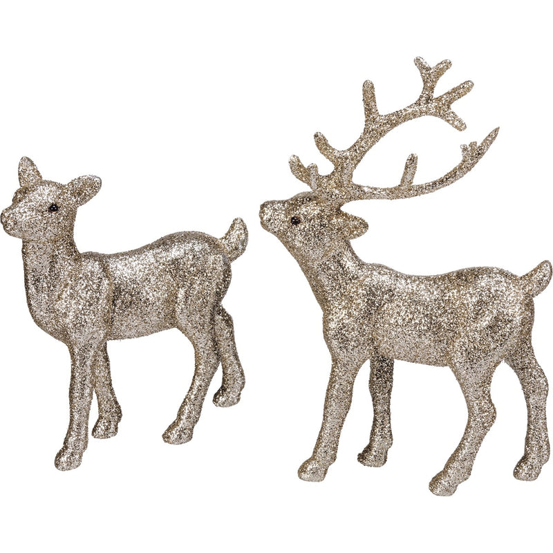 Standing Buck And Doe Glitter Deer Set