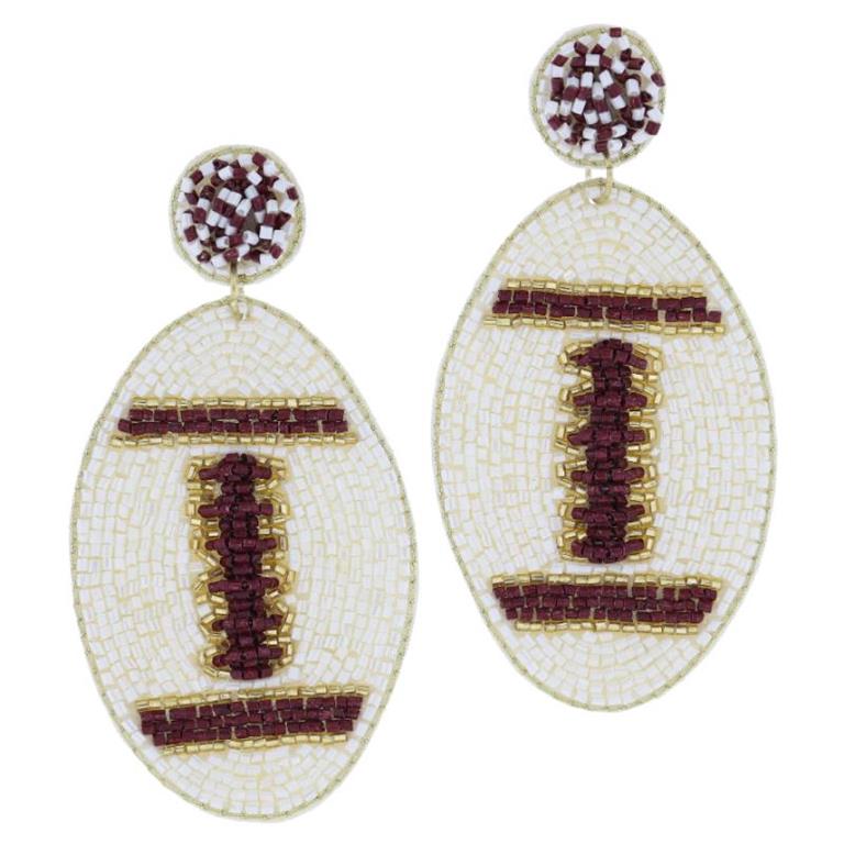 Beaded Football Earrings