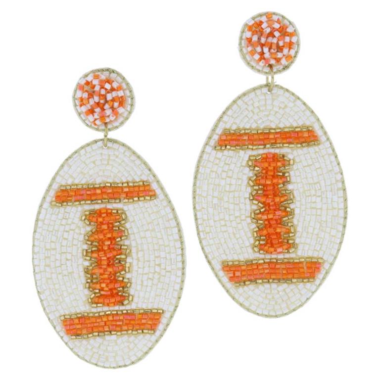 Beaded Football Earrings