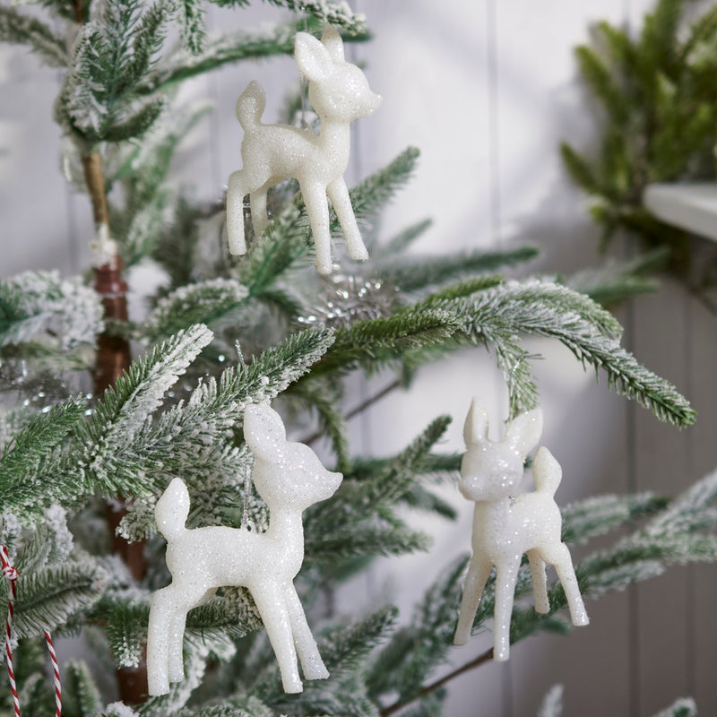 White Deer Ornament Set