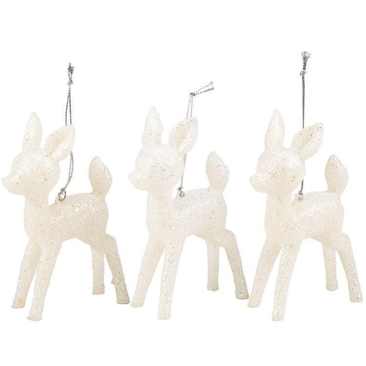 White Deer Ornament Set