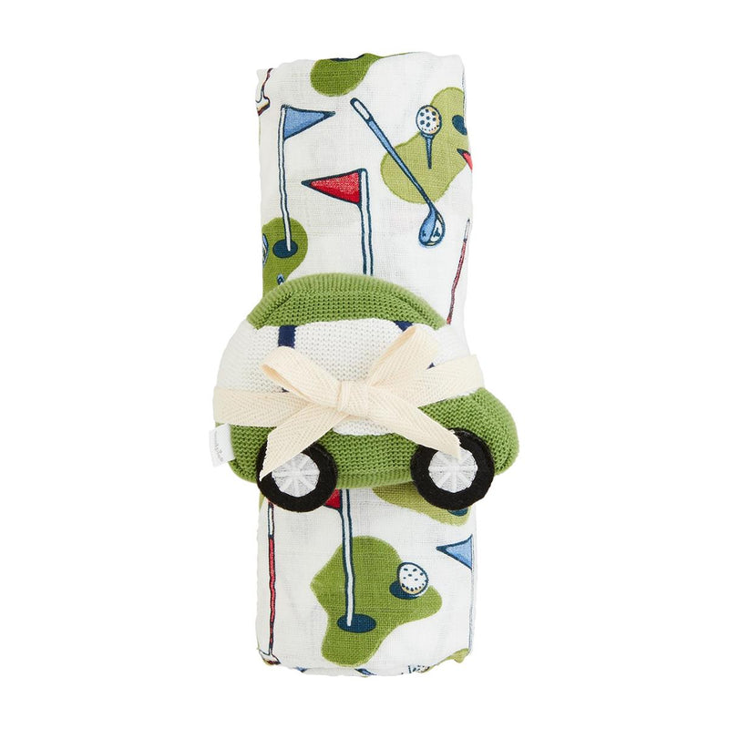 Swaddle Blanket And Rattle Set