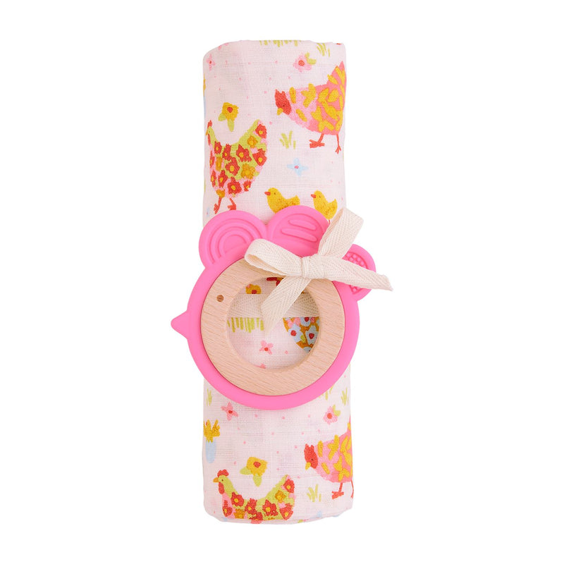 Swaddle Blanket And Rattle Set