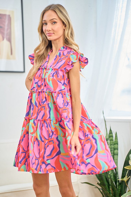 Farah Abstract Print Dress - Curvy