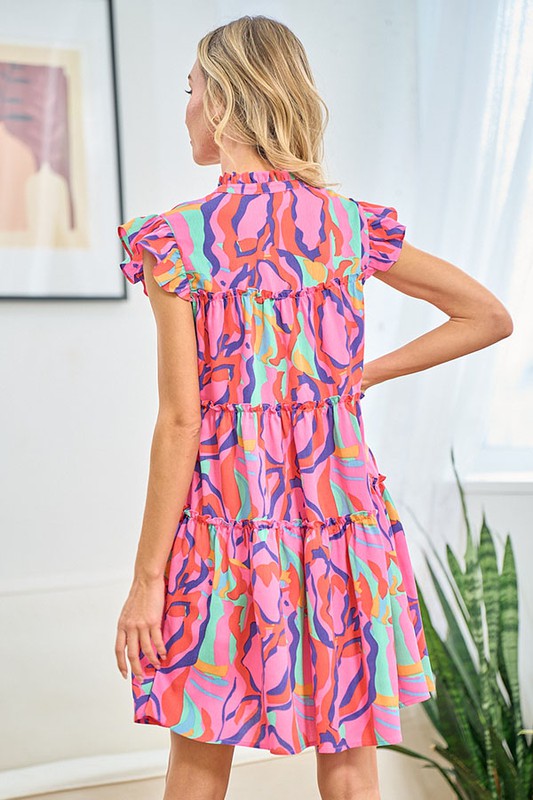 Farah Abstract Print Dress - Curvy