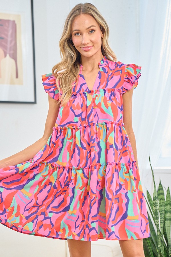Farah Abstract Print Dress