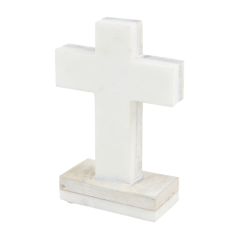 Standing Marble Wood Cross