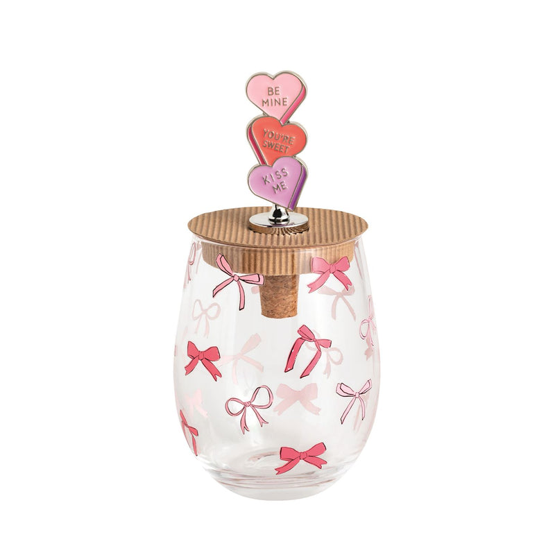 Valentines Day Wine Glass with Stopper
